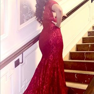 red Mermaid jovani prom dress